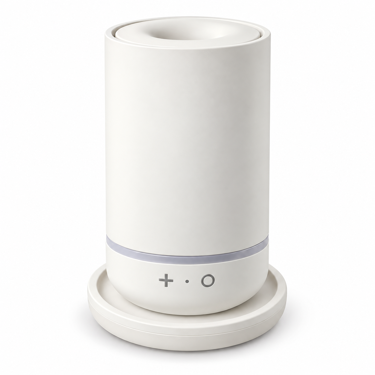 Eissomisha 360 degree cordless essential oil diffuser in ivory on its charging dock