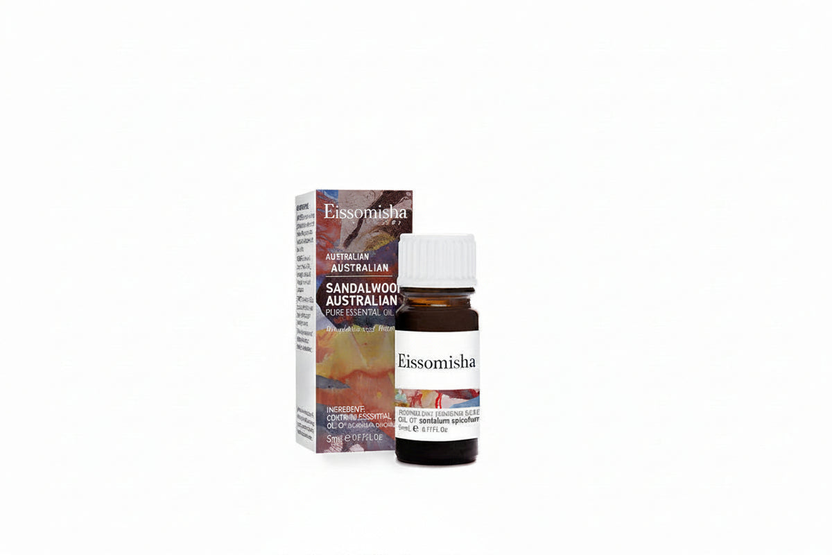 Eissomisha Australian Sandalwood Essential Oil, 5 mL bottle with branded box